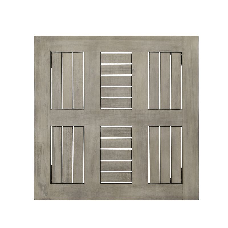 Bops Outdoor Square Side Table, 20 Inch Gray Weather-Resistant Wood - Benzara