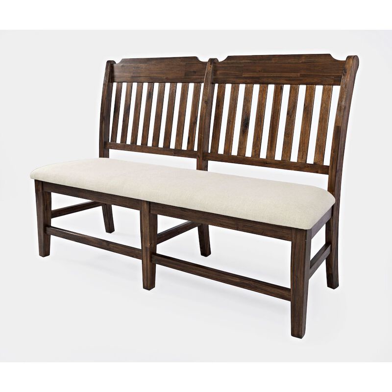 Jofran Bakersfield Mission Style  57'' Solid Acacia Upholstered Dining Bench
