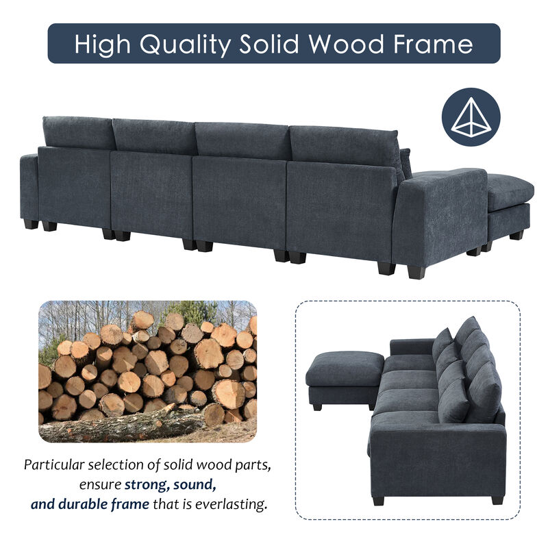Modern Large L-Shape Feather Filled Sectional Sofa