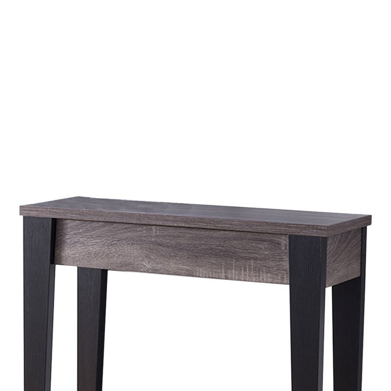 Wooden Console Table With Bottom Shelf, Black And Gray-Benzara