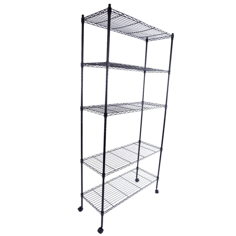 5-Layer Plastic Coated Iron Shelf with Nylon Wheels