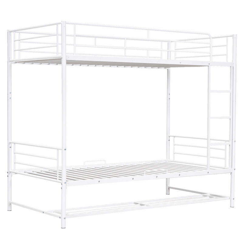 Merax Metal Bunk Bed with Shelf and Guardrails