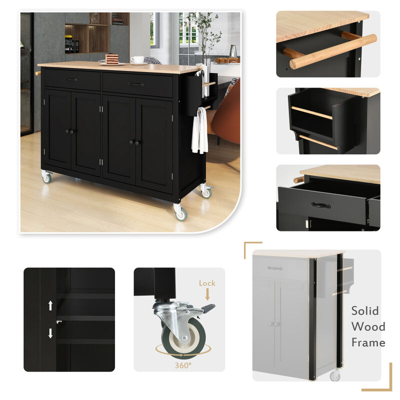 Streamdale Wood Top Kitchen Island Cart