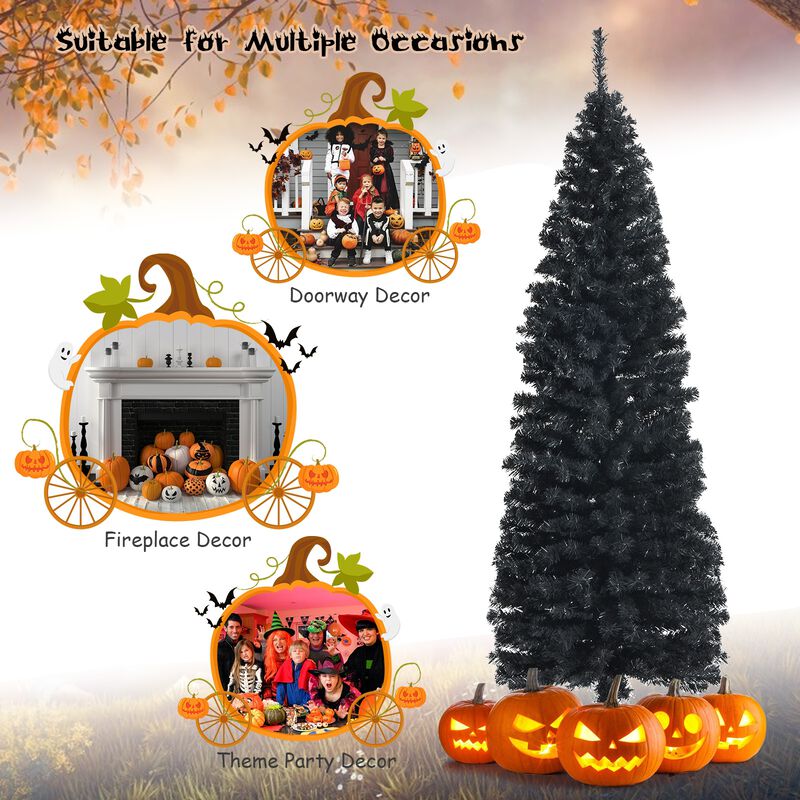 Unlit Artificial Christmas Halloween Pencil Tree with Metal Stand
