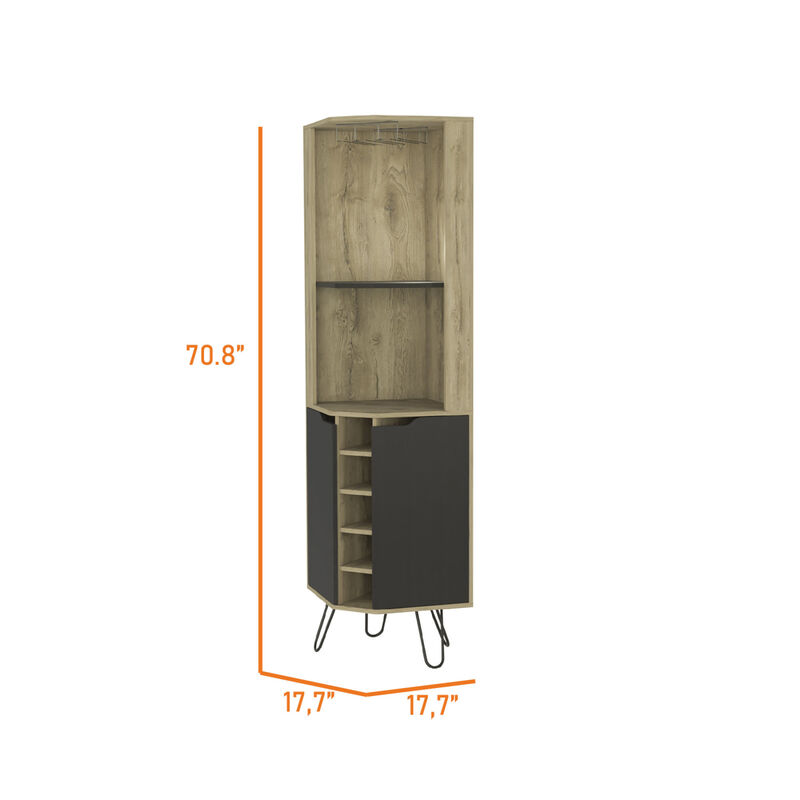Branford 2-Shelf 6-Bottle Bar Cabinet Macadamia And Black Wengue