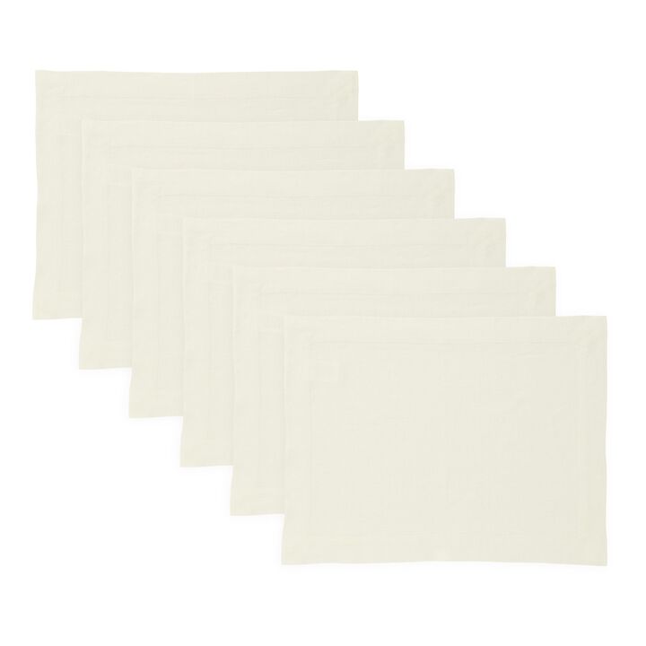 Solino Home 100% Pure Linen Placemats  Set of 6, 14 x 19 Inch | Sonoma