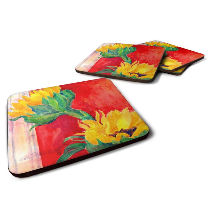 Caroline's Treasures 6111FC Flower-Sunflower Foam Coasters (Set of 4), 3.5 H x 3.5 W, Multicolor