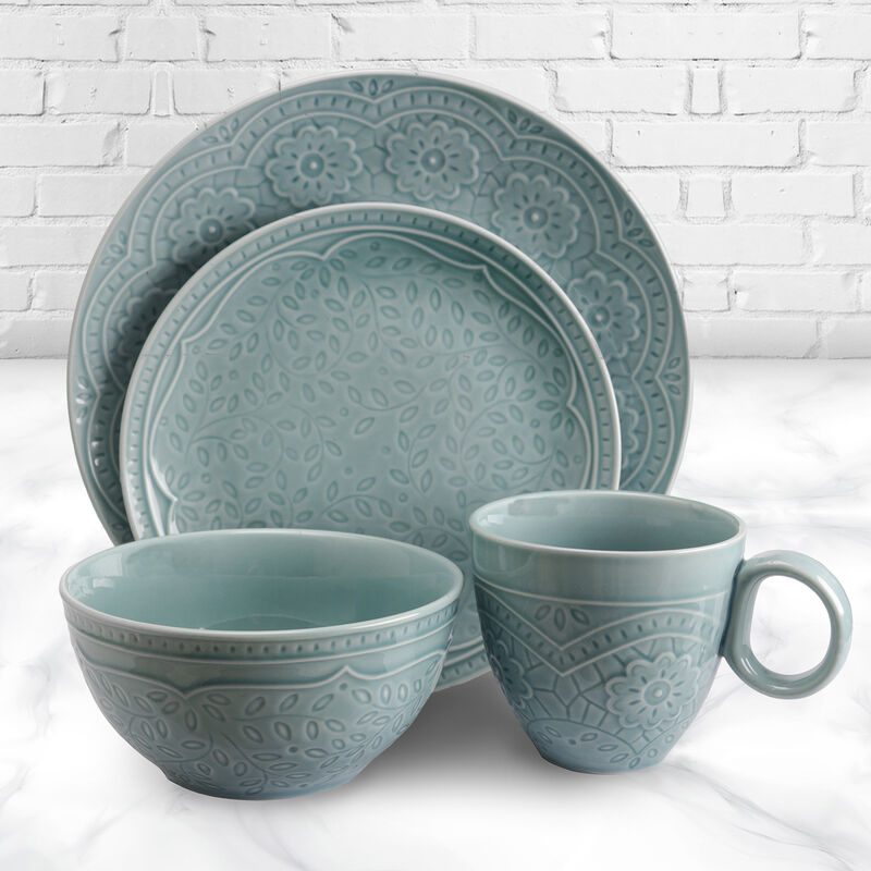 Gibson Elite Alemany 16-Piece Dinnerware Set, Aqua