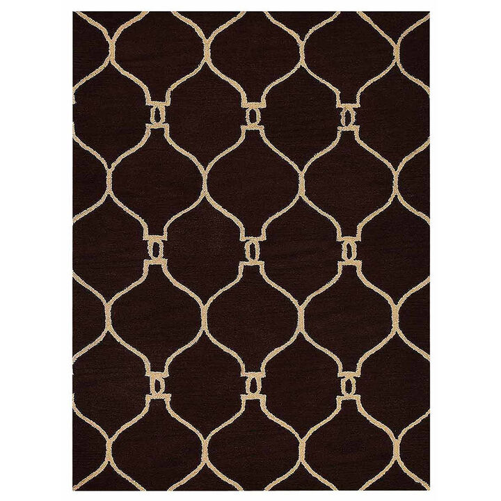 RUGSOTIC CARPETS HAND TUFTED WOOL ECO-FRIENDLY AREA RUGS  - 9'x12', Rectangle Shape, Brown & Beige, Geometric Modern Design, High Pile Handmade Area Rugs for Living Room, Bed Room (K01004)
