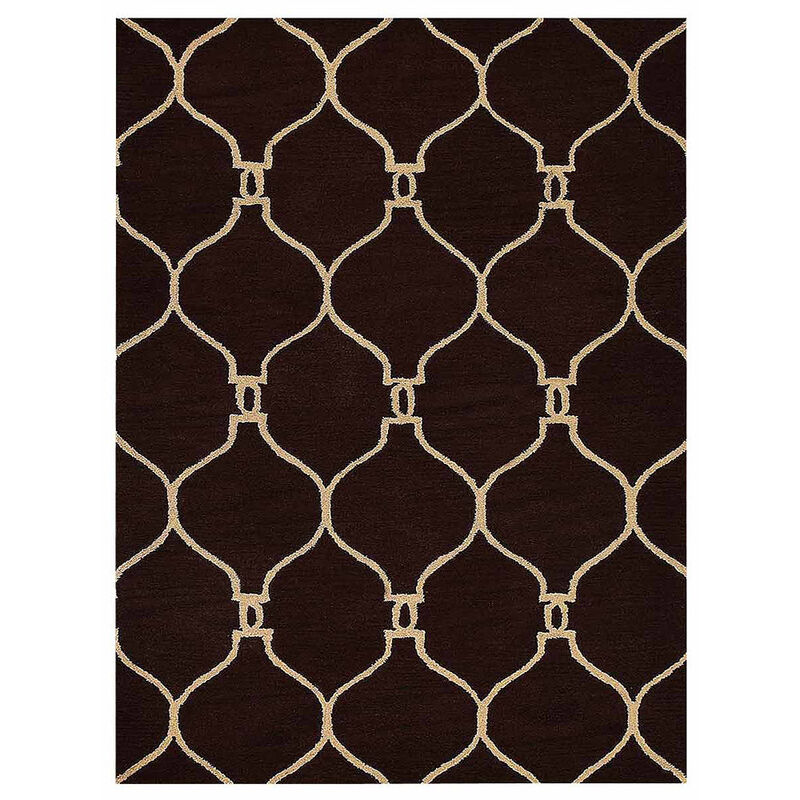 RUGSOTIC CARPETS HAND TUFTED WOOL ECO-FRIENDLY AREA RUGS  - 9'x12', Rectangle Shape, Brown & Beige, Geometric Modern Design, High Pile Handmade Area Rugs for Living Room, Bed Room (K01004)