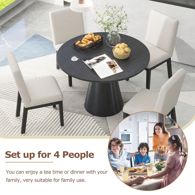 Gewnee Retro Round Dining Table Minimalist Elegant Table for Living Room, Dining Room (Black)