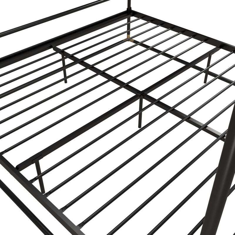 Celeste Canopy Metal Bed, King, Black & Gold