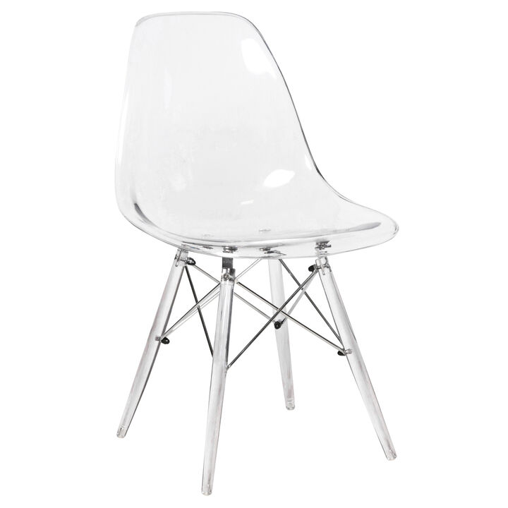 LeisureMod Dover Molded Side Chair with Acrylic Base