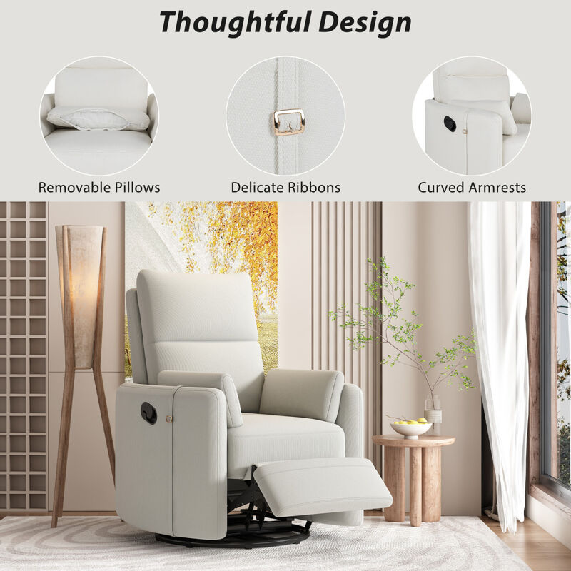 360 Swivel Recliner with Removable Pillows for Living Room