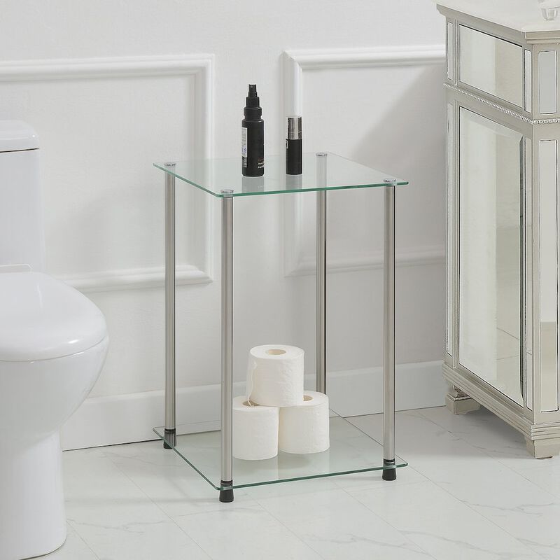 Convenience Concepts Designs2Go Classic Glass 2 Tier Square End Table