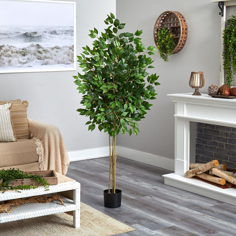 Hivvago 64 Inches Ficus Artificial Tree UV Resistant (Indoor/Outdoor)