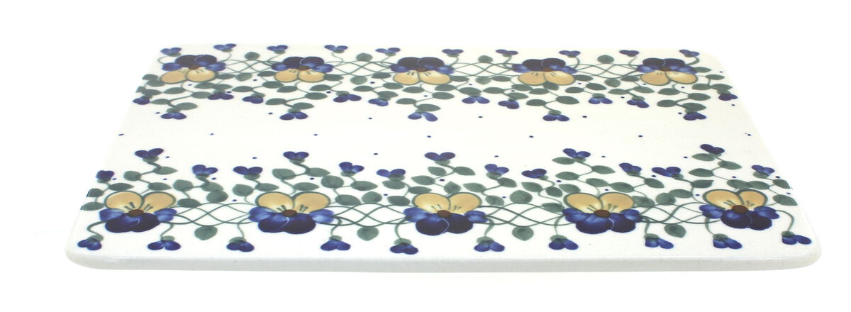 Blue Rose Polish Pottery Pansies Cutting Board