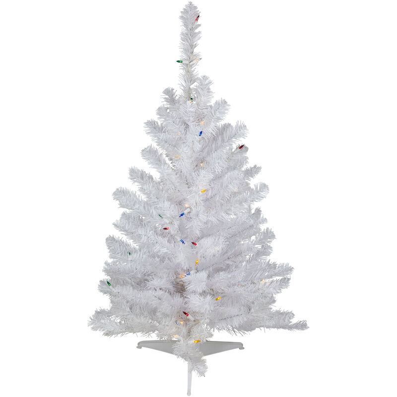 3' Pre-Lit Snow White Artificial Christmas Tree  Multi Lights