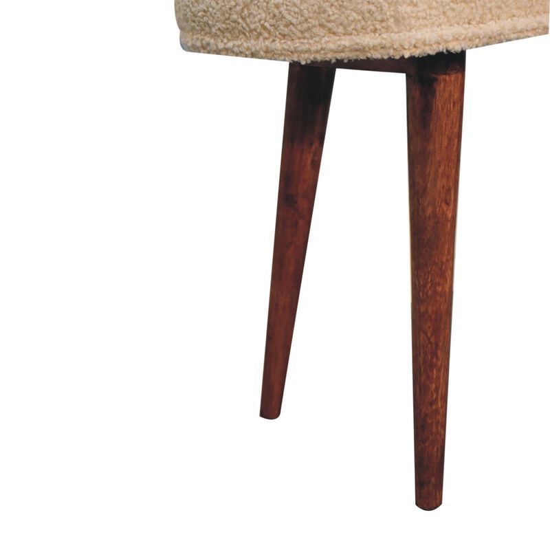 Artisan Furniture Solid Wood, Upholstered Honey Caramel Boucle Cream Nordic Bench