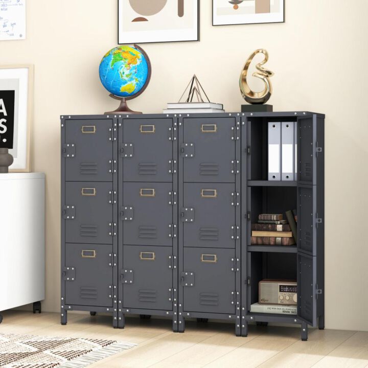 Hivvago Metal Storage Locker with 3 Lockable Doors and Adjustable Feet