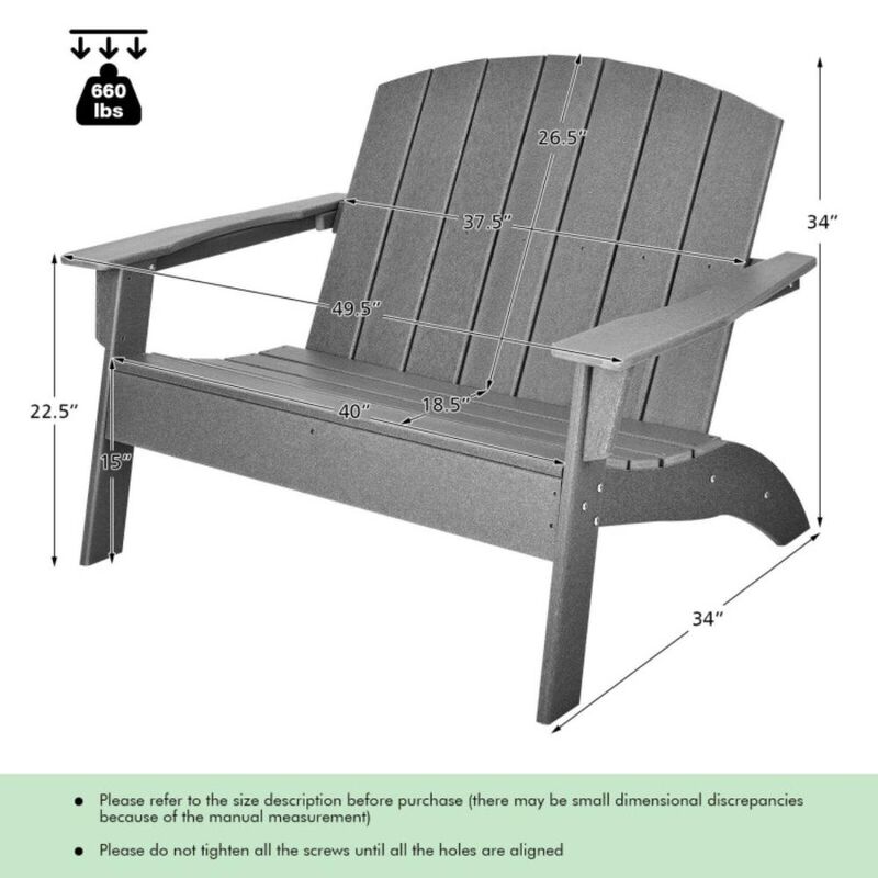 Hivvago HDPE Patio Adirondack Chair for Porch Garden Backyard-Gray