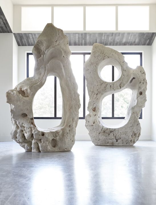 Colossal Cast Stone Double Hole Sculpture