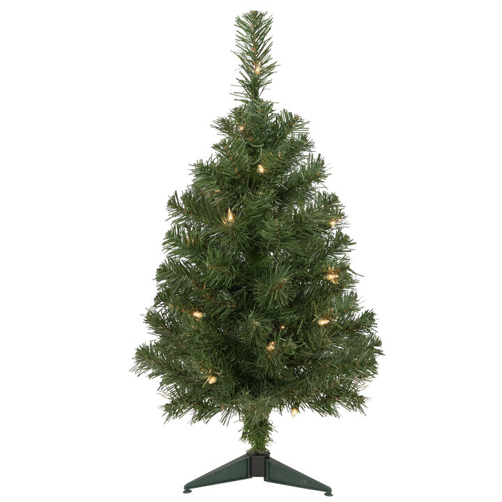 2' Pre-Lit Oakridge Noble Fir Artificial Christmas Tree  Clear Lights