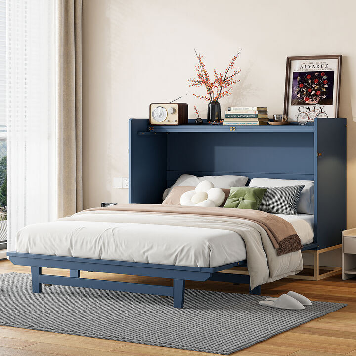 Merax Modern Design Murphy Bed Cabinet with Iron Legs