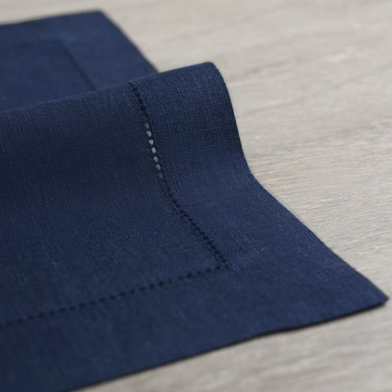 Solino Home 100% Pure Linen Dinner Napkins 20 x 20 Inch Set of 4 | Classic Hemstitch
