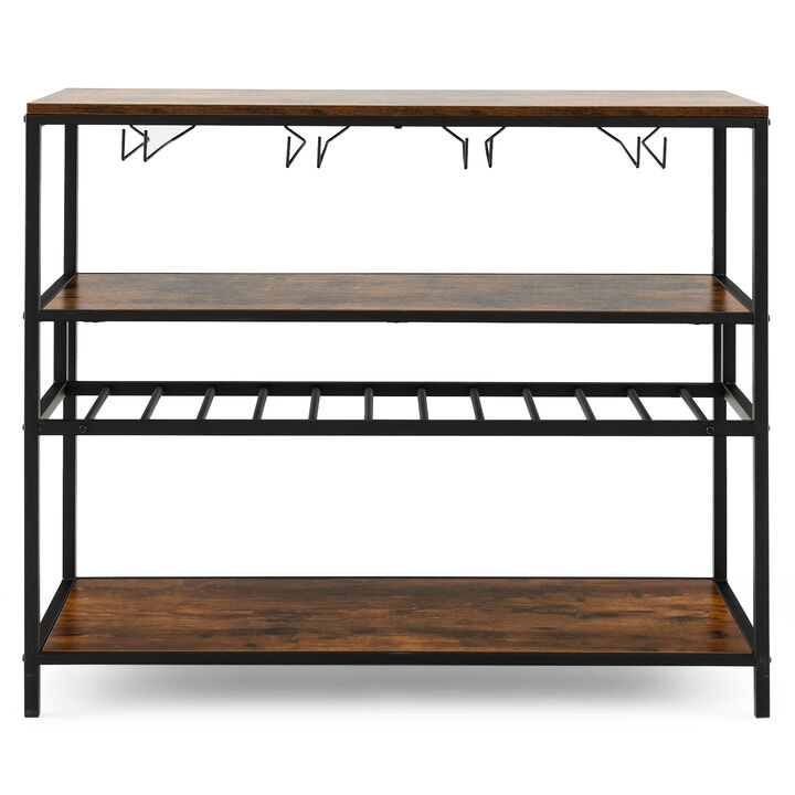 Wine Rack Table With 4 Rows of Glass Holders