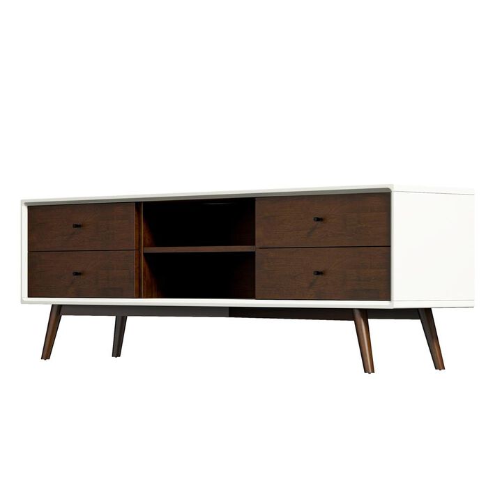 Ashcroft Furniture Co Caroline Mid Century Modern Style Walnut TV Stand up to 72