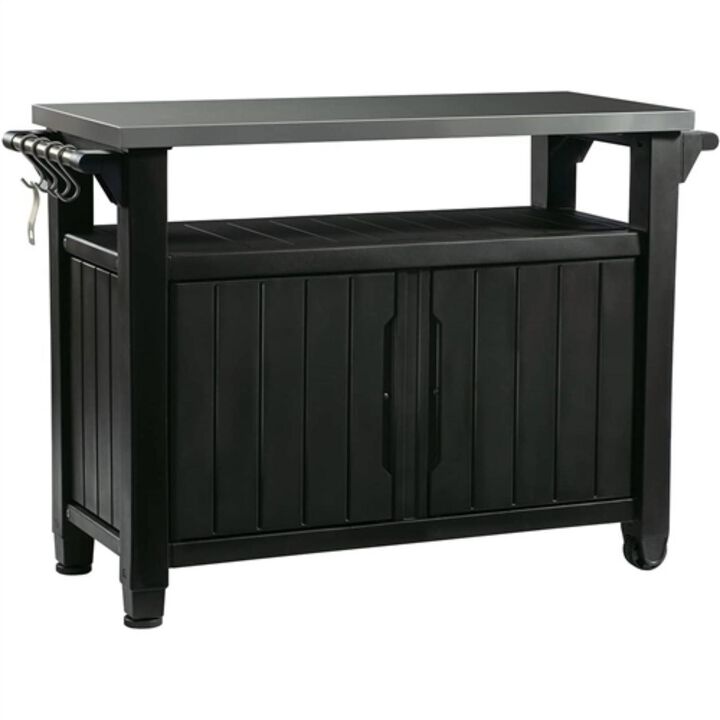 Hivvago Outdoor Grill Party Bar Serving Cart with Storage