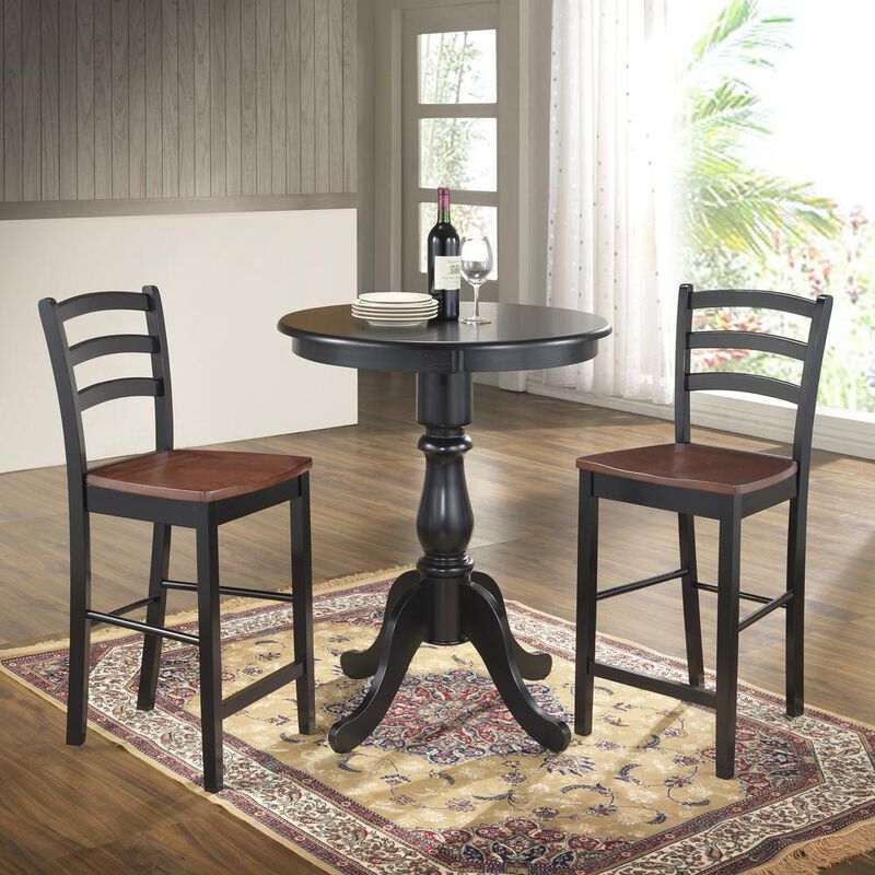 Carolina Living Fairview 30 Round Pedestal Bar Table - Antique Black