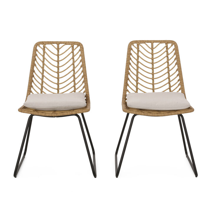 Merax Rattan Outdoor Indoor Dining Chairs 2 Pieces