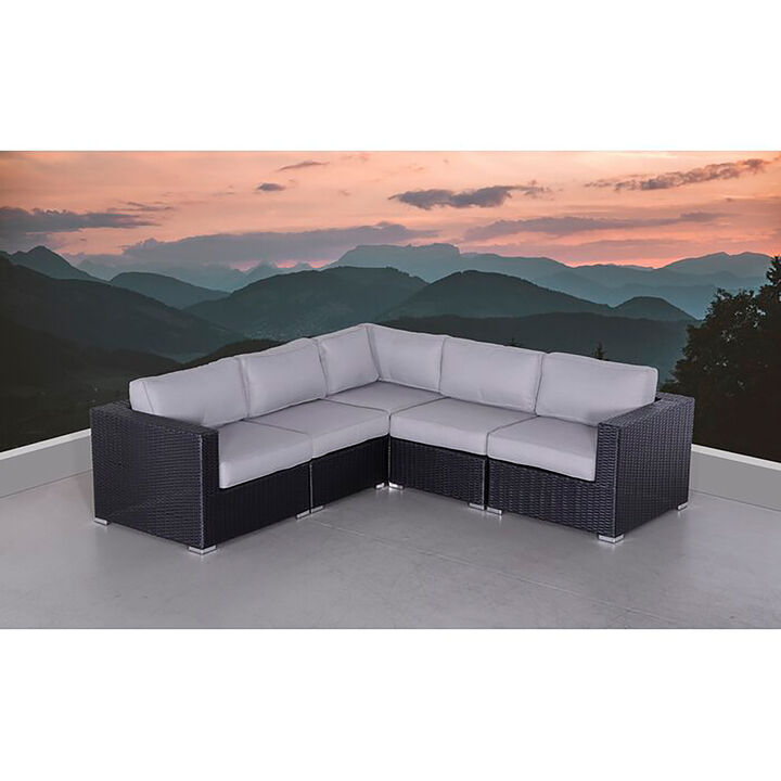 Living Source International Fully Assembled 94" Wide Outdoor Wicker Patio Sectional with Cushions New (Black)