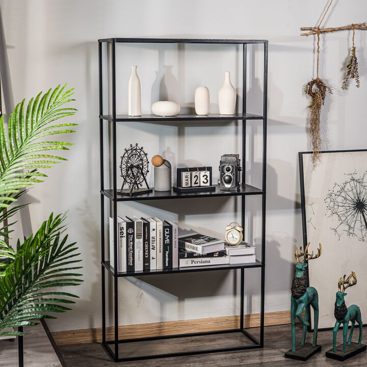 Industrial Bookshelf Storage with 4 Levels