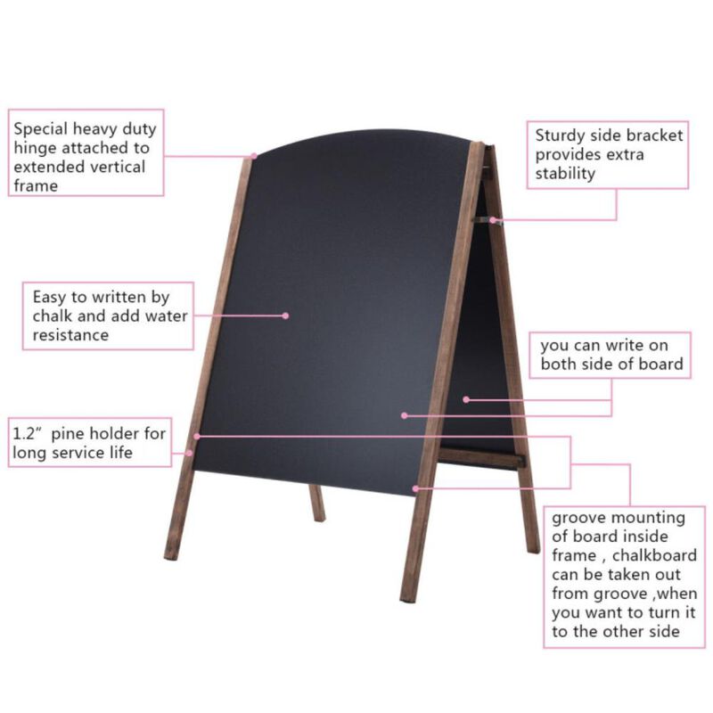 Hivvago 40 Inch Wood A-Frame Sidewalk Wedding Signage Chalkboard