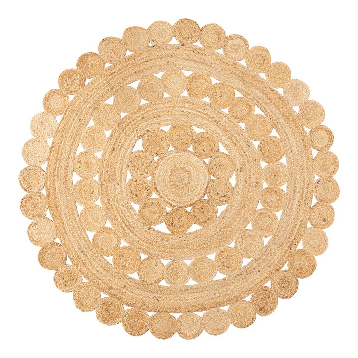 Daisy Hippy Jute Medallion Circle Natural 6' Round Area Rug