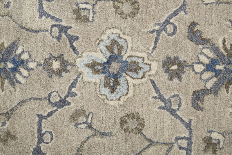 Rylan 8640F Taupe/Ivory/Blue 5' x 8' Rug