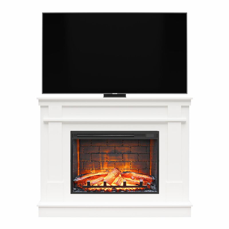 Elmcroft Mantel Fireplace TV Stand for TVs up to 65", White
