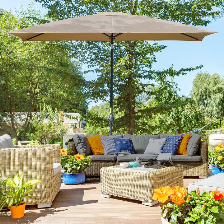 Coffee Patio Shade: 6.6x10 ft Rectangular Market Umbrella