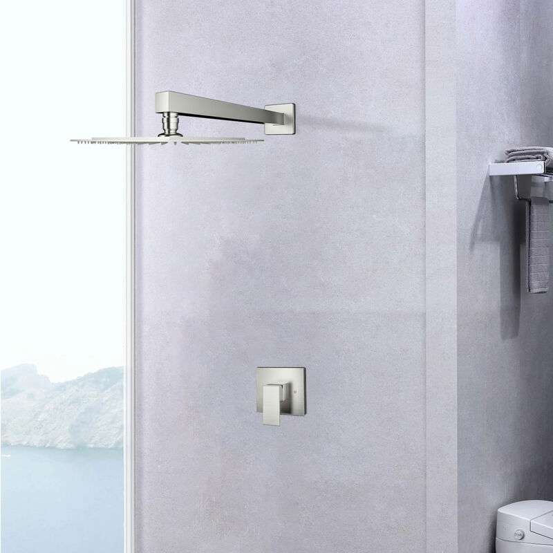 Wall Mounted Shower Faucet In Brushed Nickel (Valve Included)
