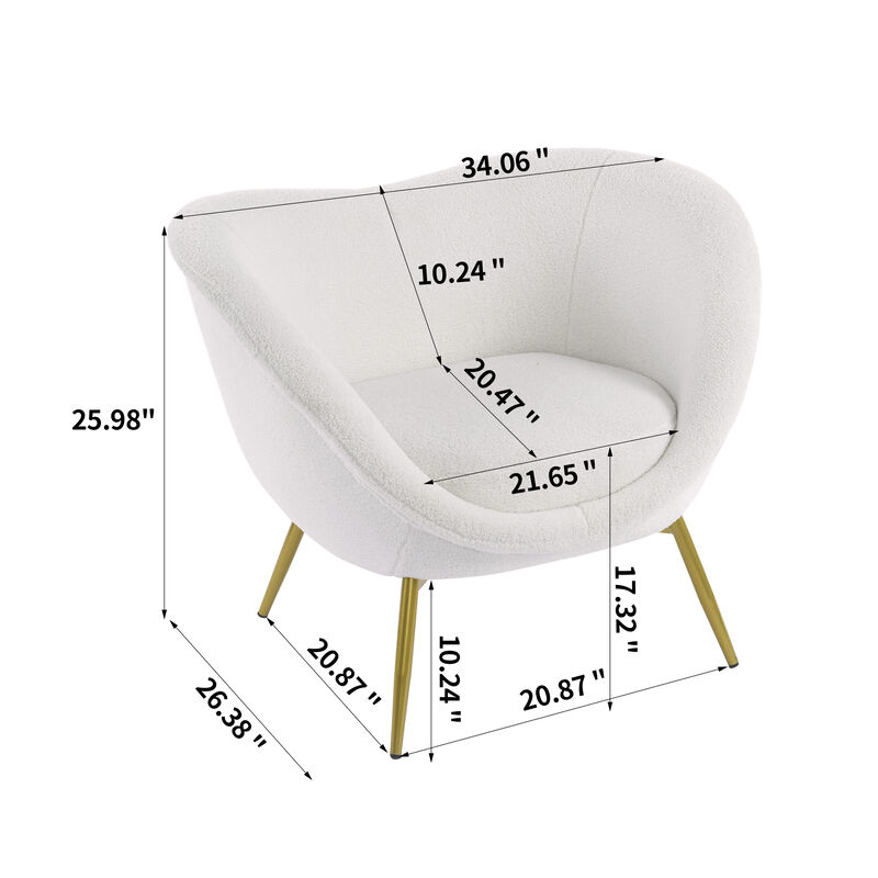 Merax Modern Teddy Accent Chair with Metal Legs