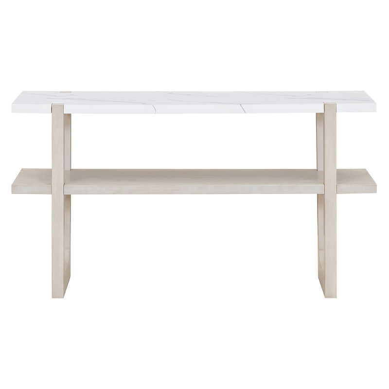 Merax Retro Elegant Console Table with Marble-Effect Top