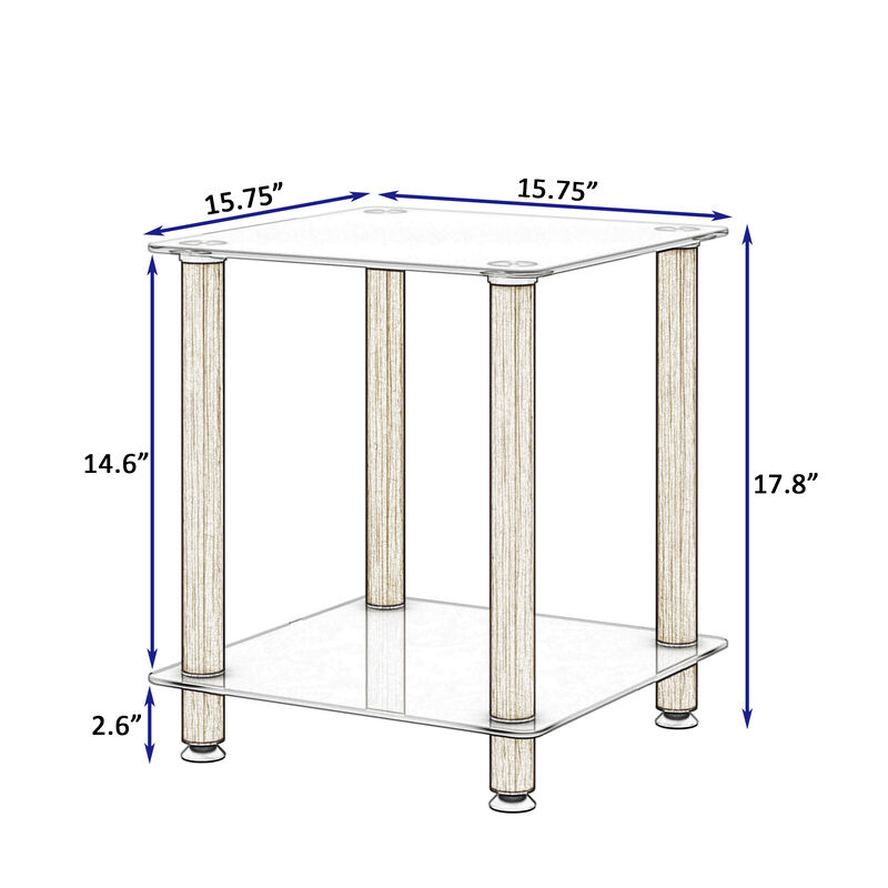 Hivvago 2Tier End Table Modern Night Stand Side Table with Storage Shelve 2 pcs
