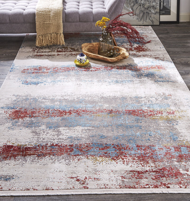 Cadiz 3902F Gray/Red/Blue 3'1" x 5' Rug