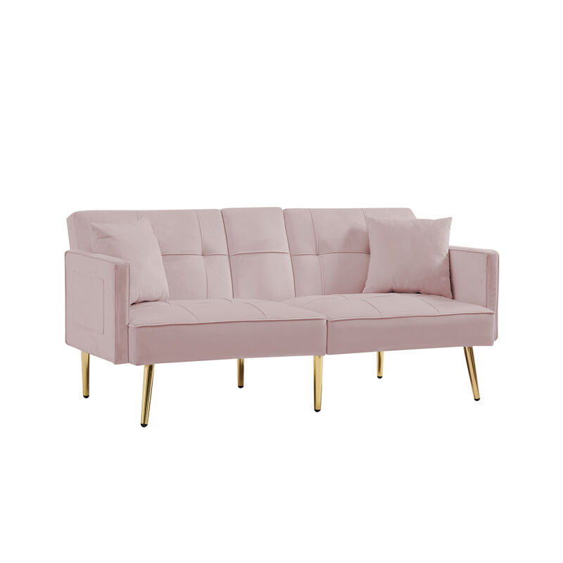 PINK VELVET SOFA BED
