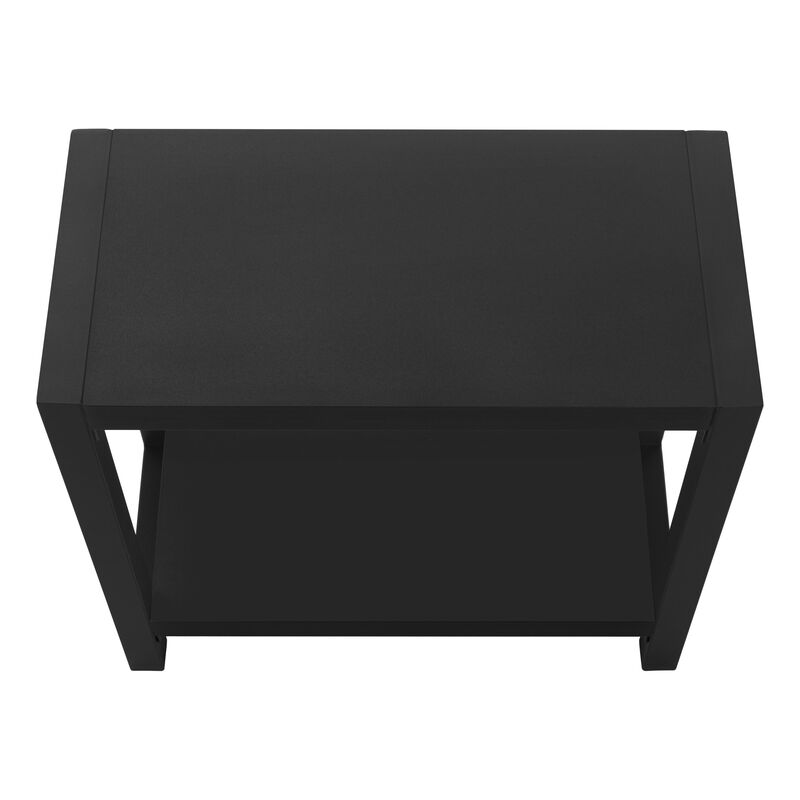 Monarch Specialties I 2081 Accent Table, Side, End, Narrow, Small, 2 Tier, Living Room, Bedroom, Metal, Laminate, Black, Contemporary, Modern