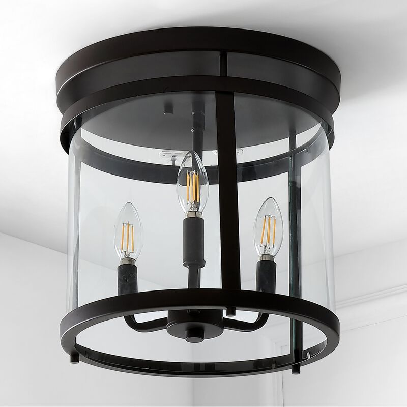 Ciel 3-Light Metal/Glass Rustic Vintage LED Flush Mount
