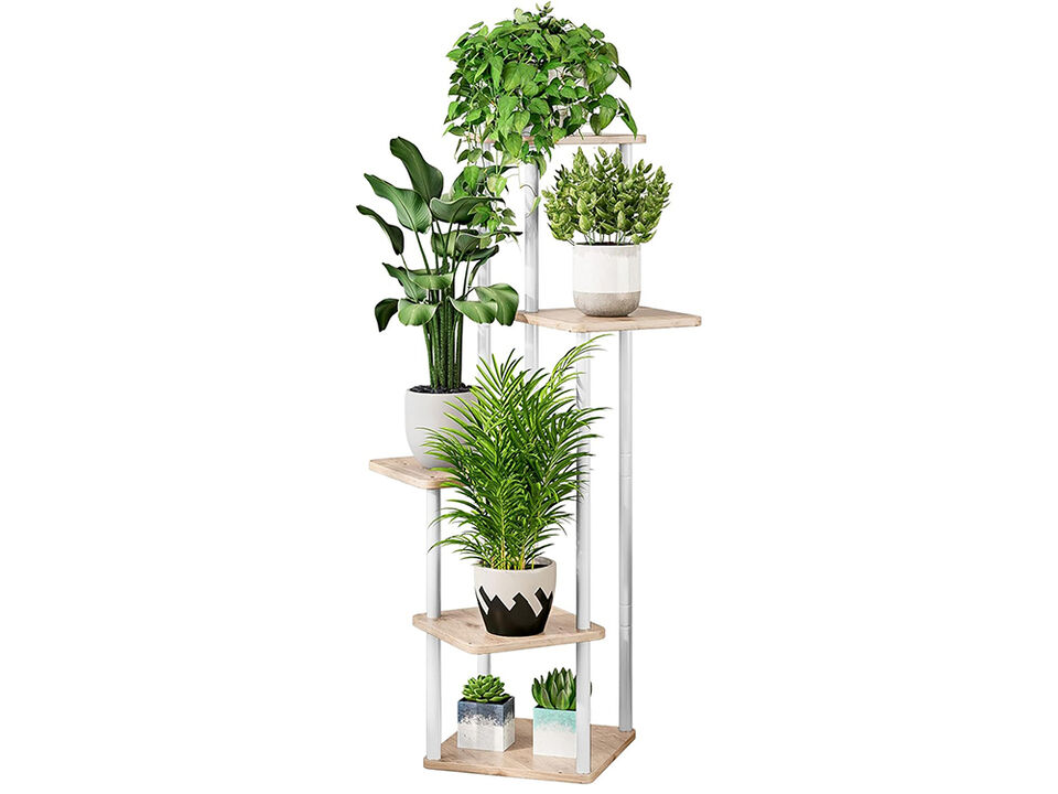 5 Layers White Shelving, Plant Stand, Interior Metal Flower Stand